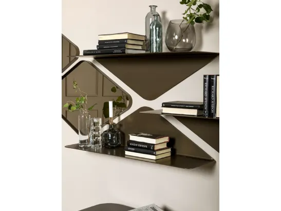 Mensola Matrix shelf in metallo con specchi di Tonin Casa
