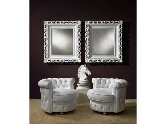 Specchio 04 con cornice in legno laccato Bianco di Vismara Design