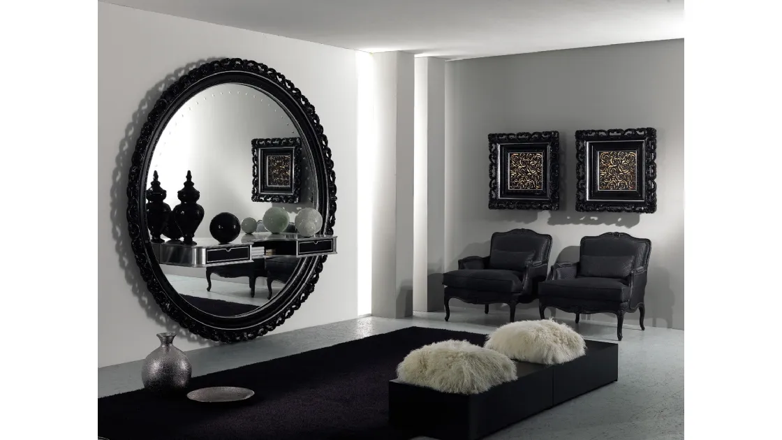 Specchio per Entrance Hall 05 con piano di appoggio con cassetti incorporato di Vismara Design