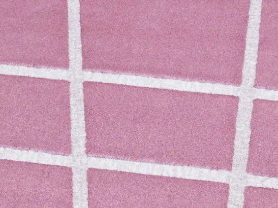 Tappeto rotondo rosa con linee bianche Vivienne di Besana Moquette