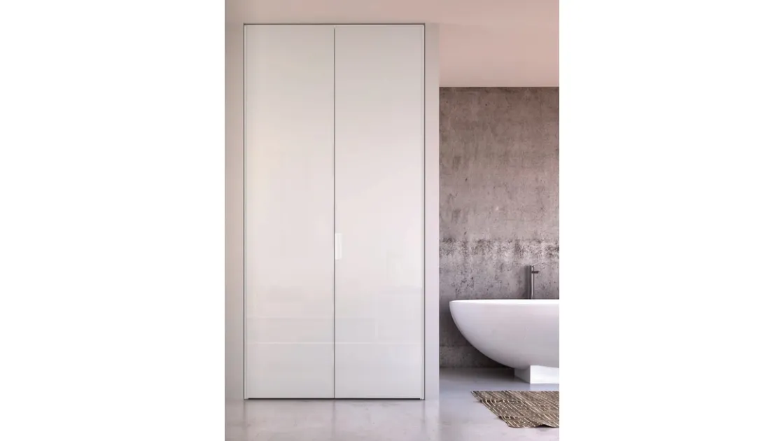 Porta per interni a soffietto in vetro satinato laccato bianco Aria Uni 26 Must di Zemma
