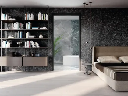Porta scorrevole per interni con vetro satinato e profilo laccato antracite Crys0tal Pocket Door di In Forma