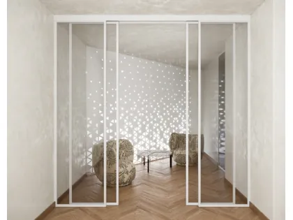 Porta scorrevole per internicon vetro trasparente e profilo bianco opaco Varia Fly di In Forma