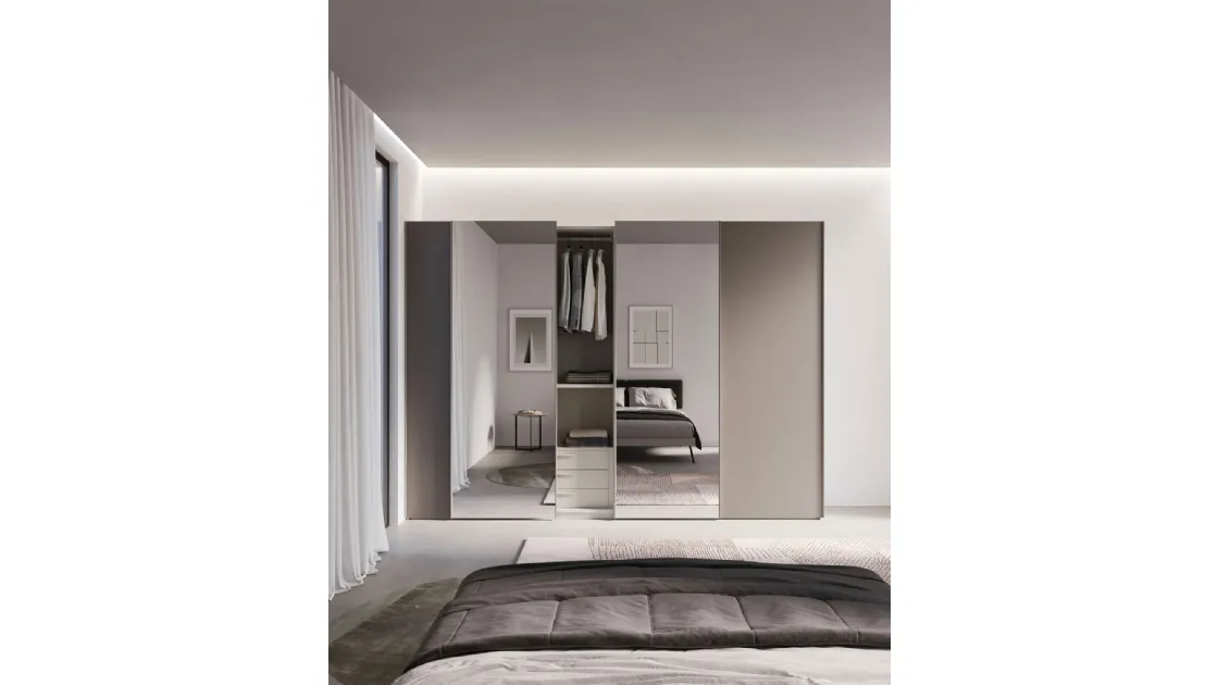 Armadio Armadio finitura Platino ante Specchio Modul Spalla di Nardi Interni