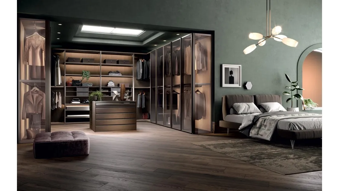 Cabina Armadio Antares A103 in vetro e legno di Mercantini