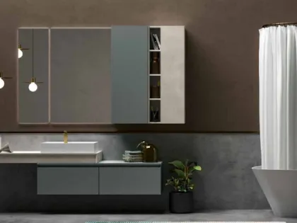 Mobile da Bagno sospeso in laccato carta da zucchero e top in laccato effetto resina 45 01 di Birex
