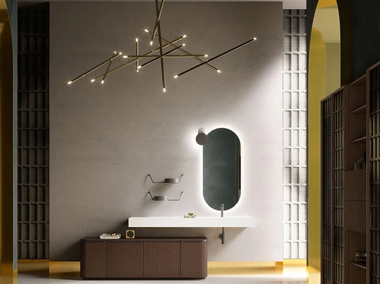 Mobile da Bagno con base in Rovere Termocotto Des Evolution Deep Green 02 di Cerasa