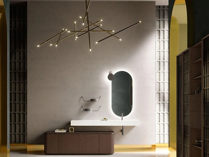 Mobile da Bagno con base in Rovere Termocotto Des Evolution Deep Green 02 di Cerasa