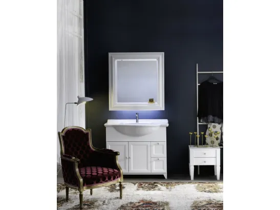 Mobile Bagno da appoggio in laccato bianco opaco e lavabo consolle in ceramica DIAMANTE DM13B di Compab