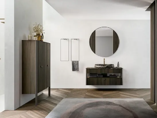 Mobile da Bagno sospeso Honey 01 in Rovere Termocotto di Cerasa