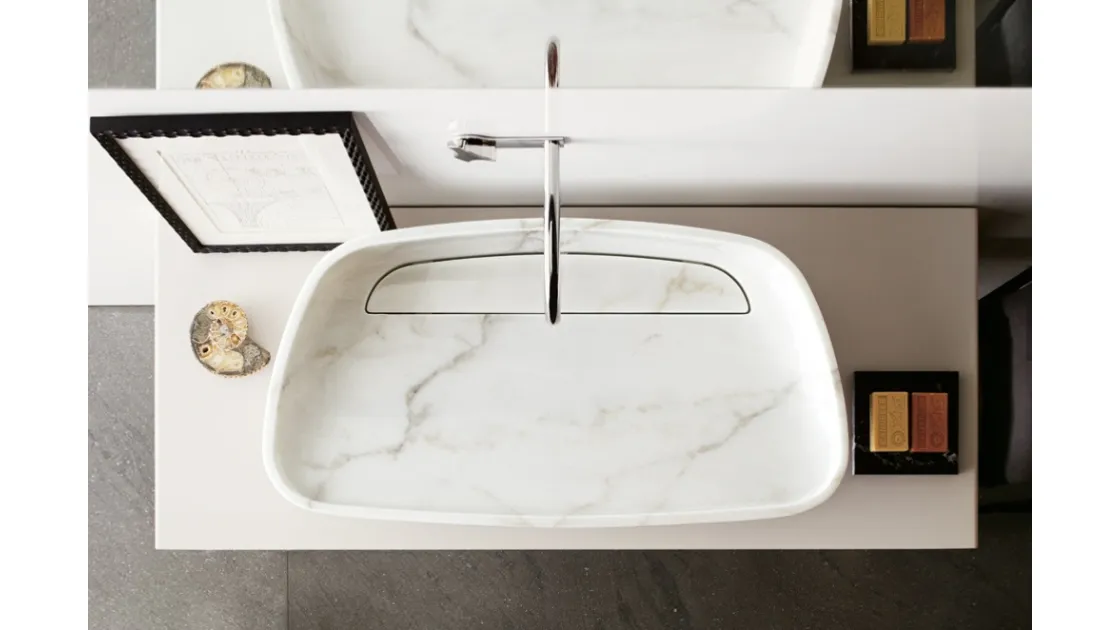 Lavabo da appoggio in marmo a forma di conchiglia Inkstone 02 di Neutra