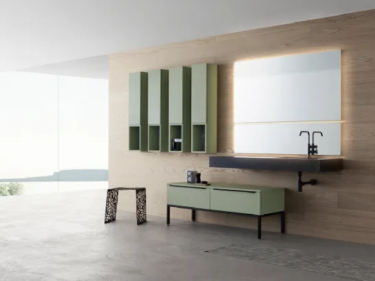 Mobile Bagno da terra in laccato sabbiato con lavabo integrato in gres K25 K HOUSE 53 di Compab