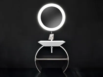 Mobile da Bagno Moon con base cromata e lavabo Diamante di Cerasa