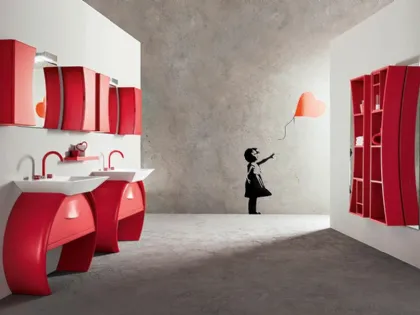 Mobile da Bagno Moon con doppia base lavabo di Cerasa