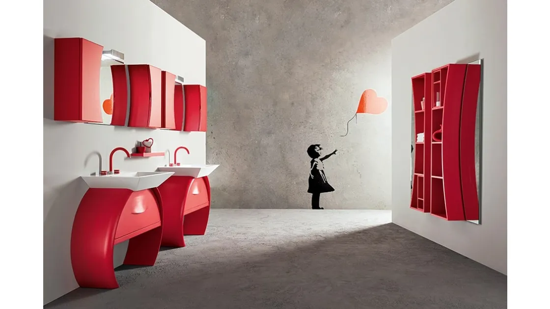 Mobile da Bagno Moon con doppia base lavabo di Cerasa