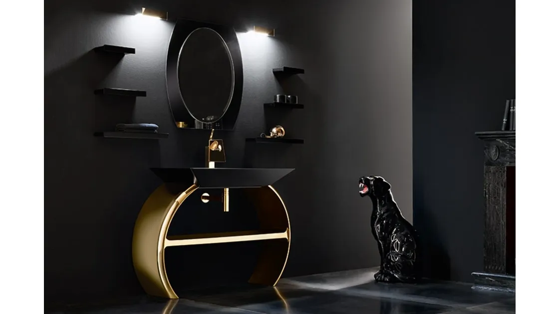 Mobile da Bagno Moon in finitura Oro di Cerasa