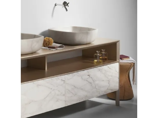 Mobile da Bagno in laccato metal Gold e marmo Neos a terra 03 di Neutra