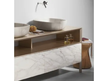 Mobile da Bagno in laccato metal Gold e marmo Neos a terra 03 di Neutra