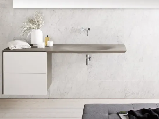 Mobile da Bagno in pietra con lavabo integrato e cassetti in legno laccato Neos di Neutra