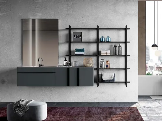 Mobile da Bagno Sidéro 07 in laccato opaco grigio antracite di Birex