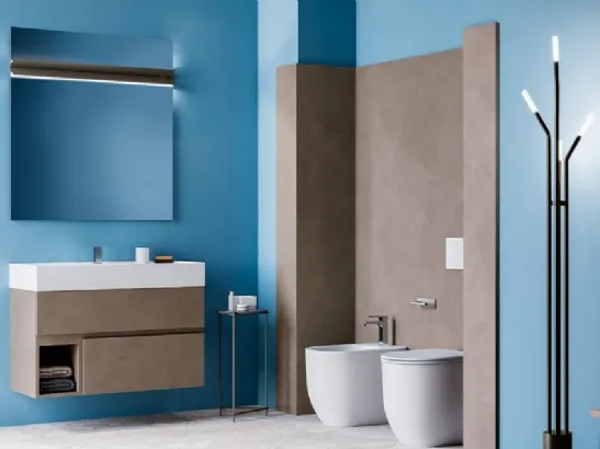 Mobile da Bagno sospeso Single in nobilitato effetto Malta color Talpa di Cerasa