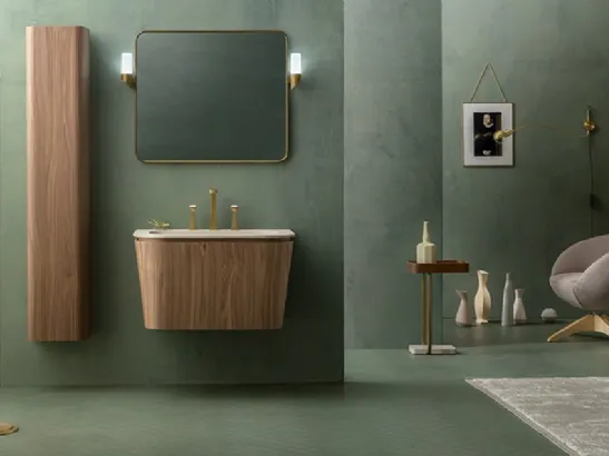 Mobile da Bagno sospeso Suede 02 in Noce Canaletto di Cerasa