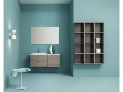 Mobile da Bagno sospeso in melaminico effetto legno con piano e lavabo in ceramica UPDATE UP 006 di Compab