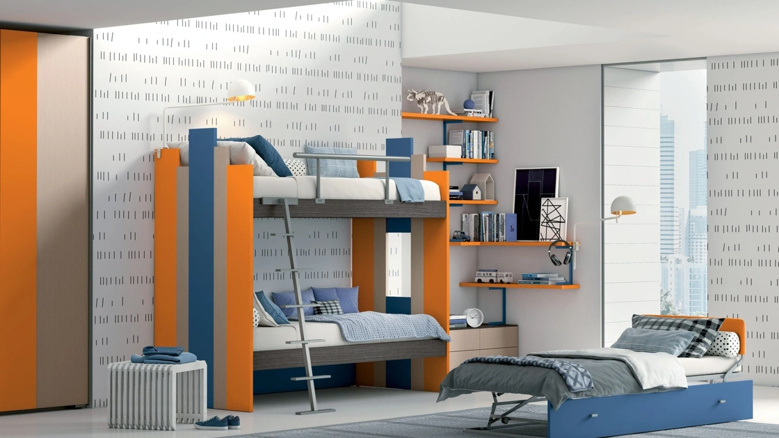 Cameretta con letti a castello Skyline di Mariani Plus