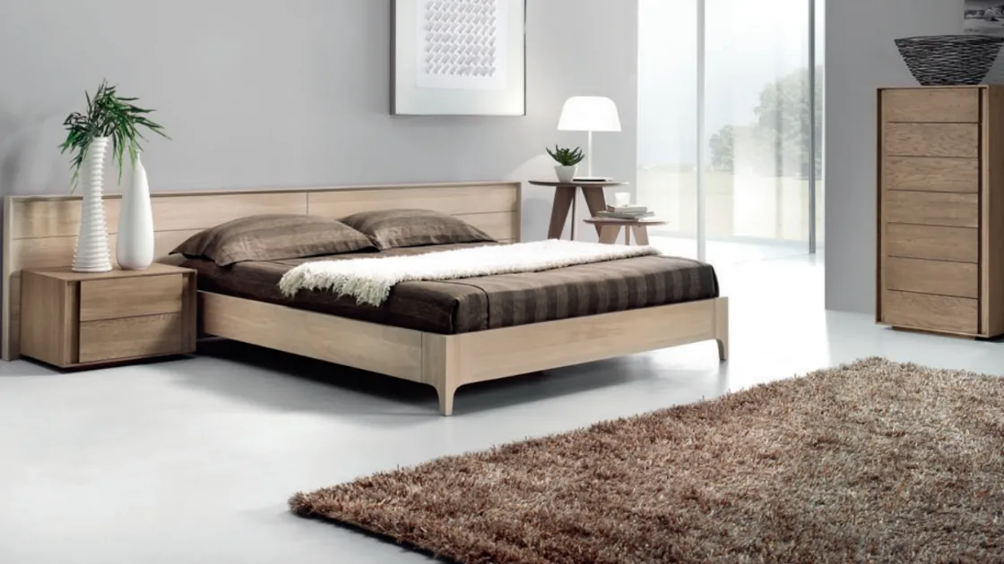 Letto in legno di rovere massello con testiera Charming Oak Innova 01 di Domus Arte