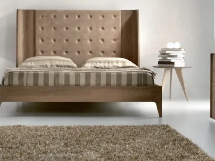 Letto in legno con testiera con inserto in pelle Charming Oaks Sweet Dreams di Domus Arte