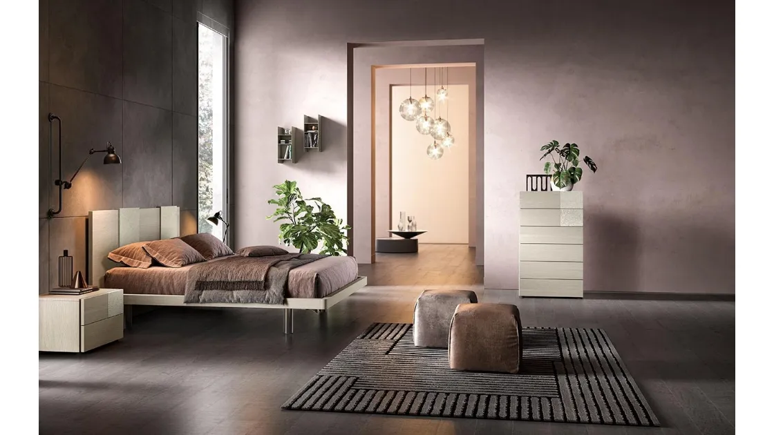 Letto in legno con testiera E03 Spot e Alfa di Mercantini
