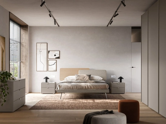 Letto matrimoniale Loli Night 18 in tessuto imbottito e materico Arena di Orme