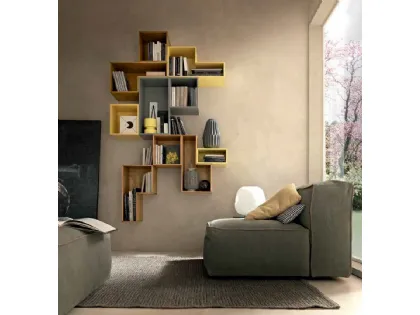 Libreria sospesa Box C198 in laccato e legno di FGF Mobili