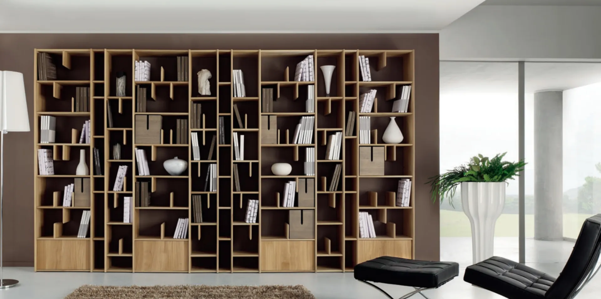 Libreria in legno componibile a parete Wood - soloLibrerie, Vendita online  mobili librerie moderne e design per arredamento