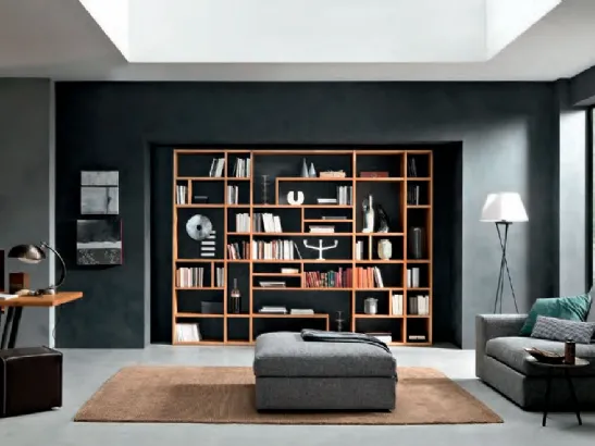 Libreria a muro capiente in legno chiaro Mixer CM10 di FGF Mobili
