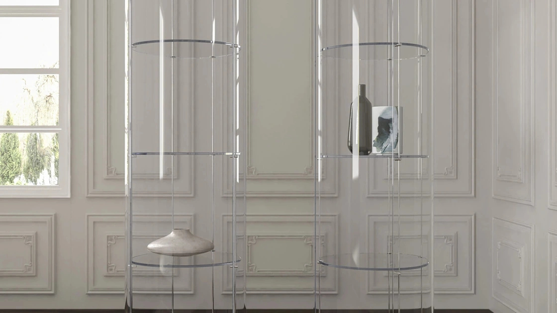 Libreria in vetro Ego Round di Tonin Casa