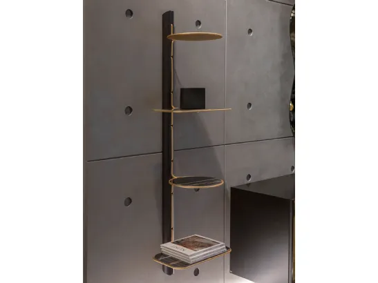 Libreria sospesa di design in legno con ripiani in grès porcellanato Icon di Tonin Casa