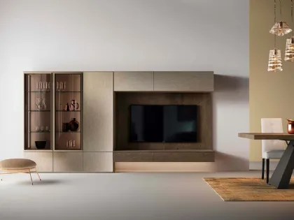 Libreria a muro Kosmos KL212 in legno con ante in vetro di Mercantini
