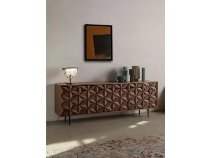 Madia All Star con petali in legno massello applicati a mano che ricoprono le ante dalle basi specchiate di Tonin Casa