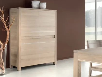 Madia Alta in rovere con inserti e piedini in alluminio Charming Oak New York di Domus Arte