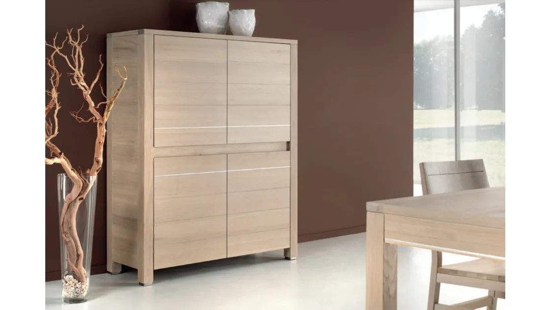 Madia Alta in rovere con inserti e piedini in alluminio Charming Oak New York di Domus Arte