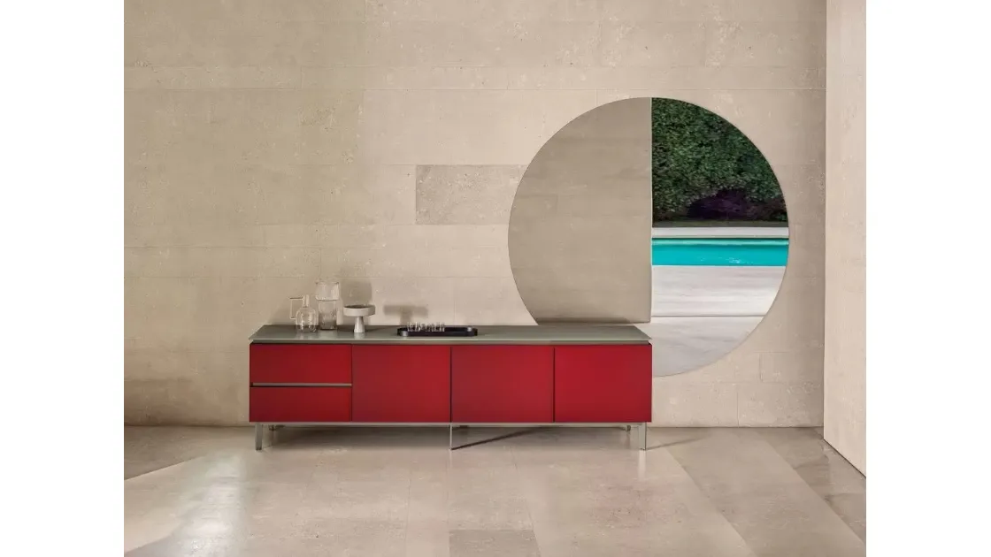 Madia Cosmopolitan in Legno Laccato Rosso di Bontempi