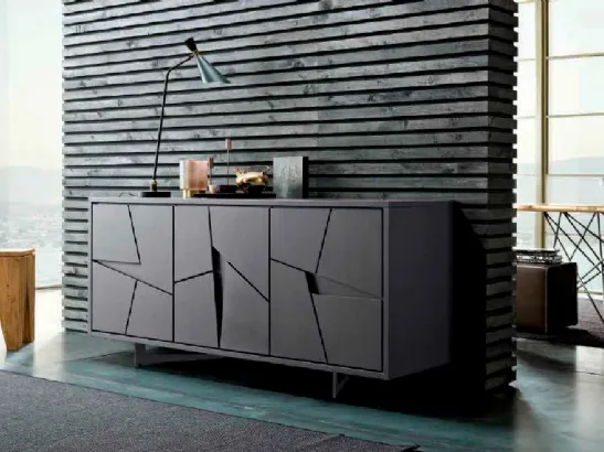 Madia in laccato Antracite a 3 ante sfaccettate Special di FGF Mobili