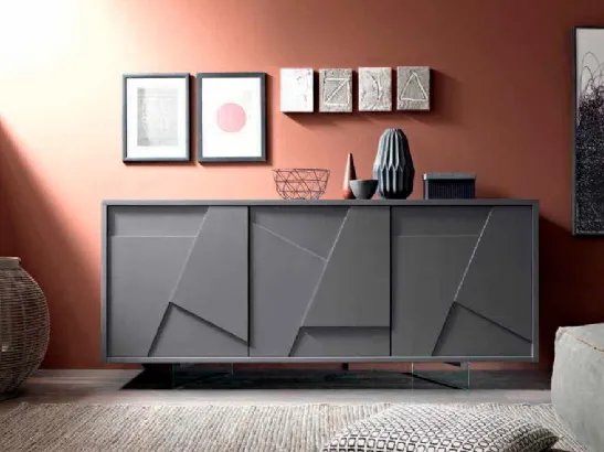 Madia a tre ante in laccato antracite Twill di FGF Mobili