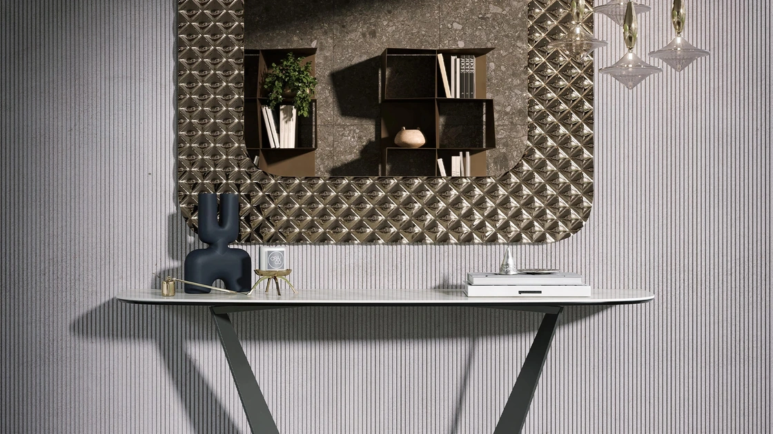 Mobile ingresso Consolle Reverse con top in gres porcellanato di Tonin Casa