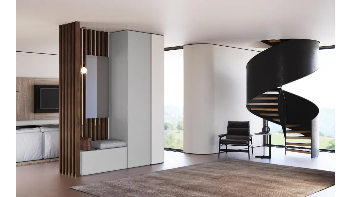 Mobile ingresso Type 01 in laccato opaco e legno di Rovere di Astor Mobili