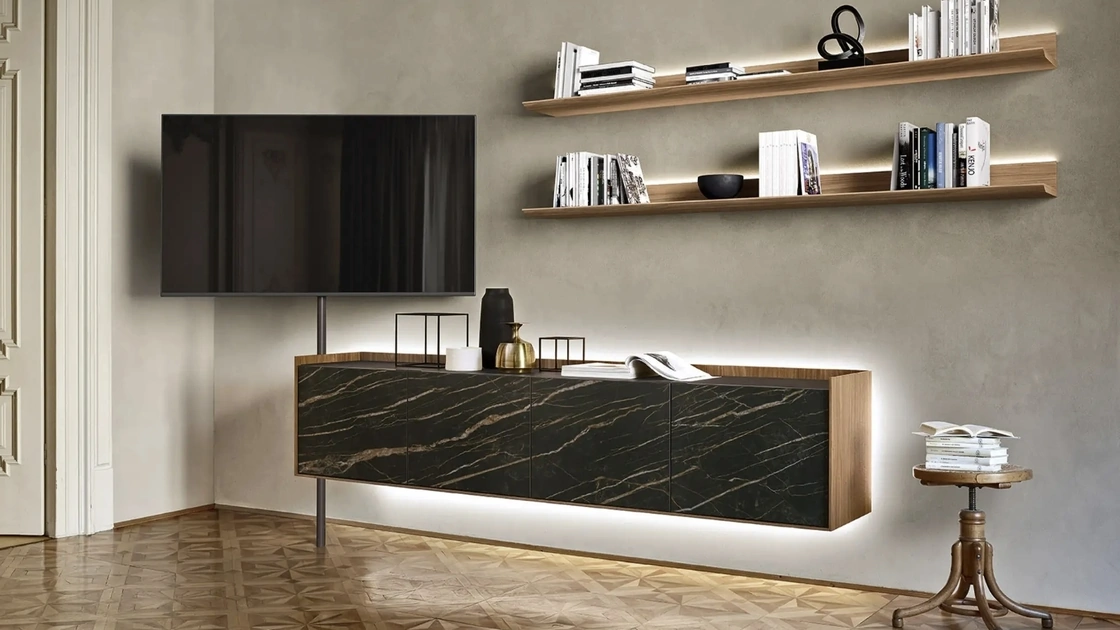 Mobile Porta Tv in ceramica e legno Tv Video di Sangiacomo