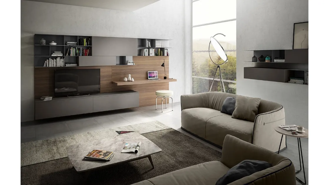 Parete Attrezzata Living 07 in laminato Grigio Londra di Arredo3