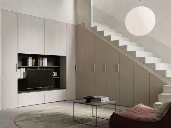 Parete Attrezzata Living Sottoscala su Misura Modul Spalla di Nardi Interni