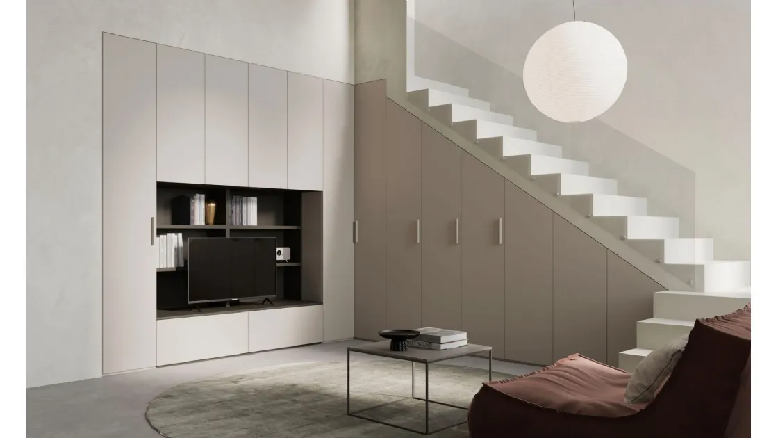 Parete Attrezzata Living Sottoscala su Misura Modul Spalla di Nardi Interni